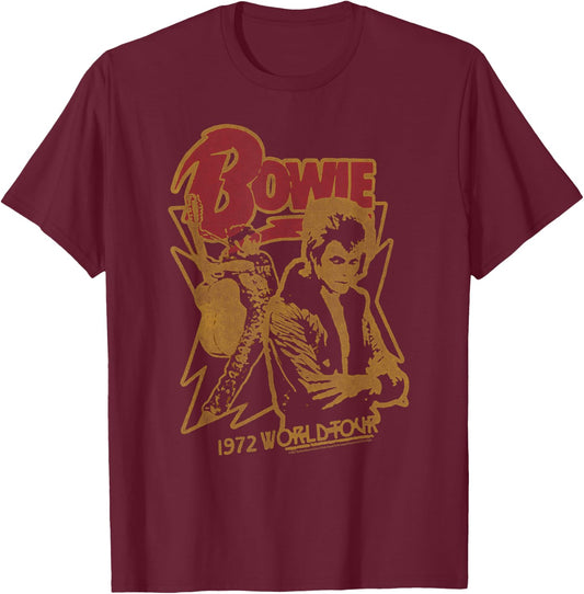 David Bowie - 1972 World Tour T-Shirt - T-Shirt | Maroon