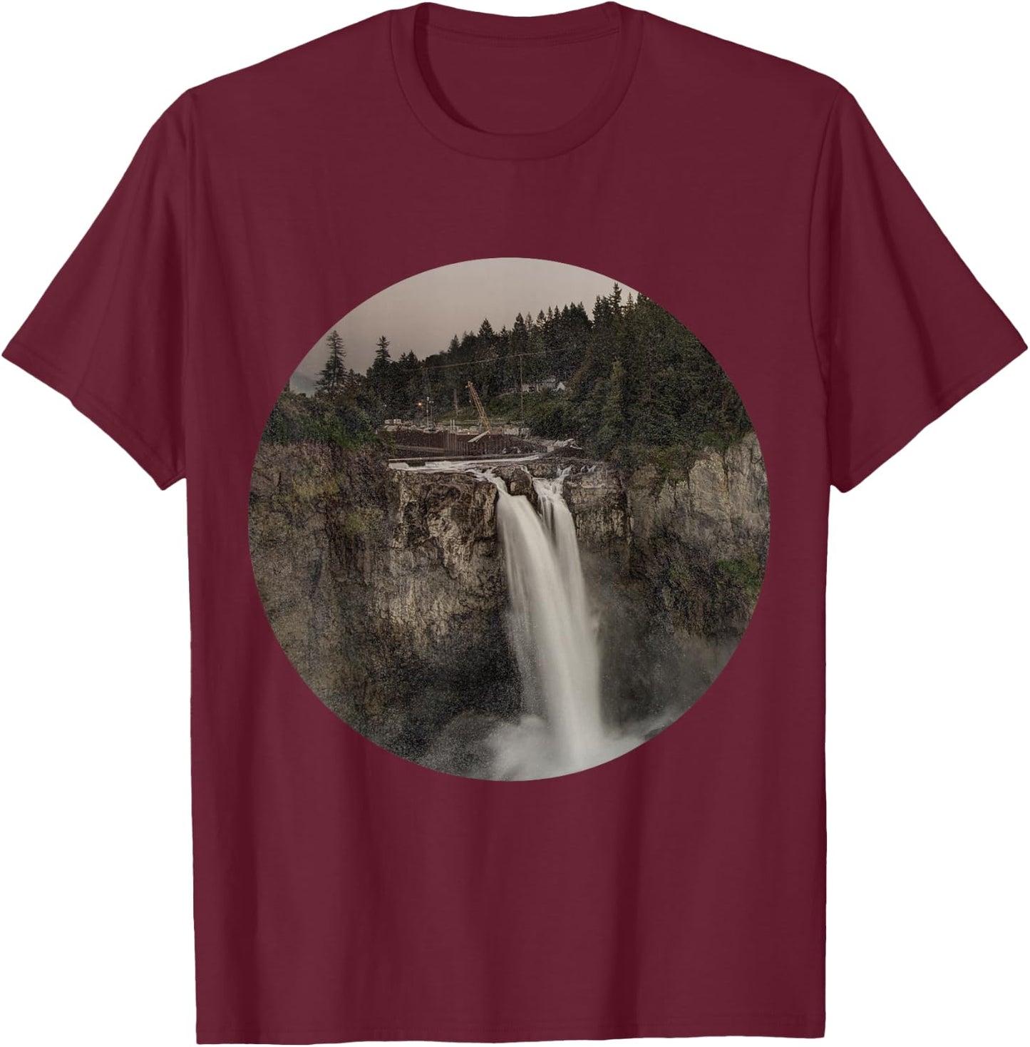 Snoqualmie Falls, Washington State T-Shirt - T-Shirt | Maroon