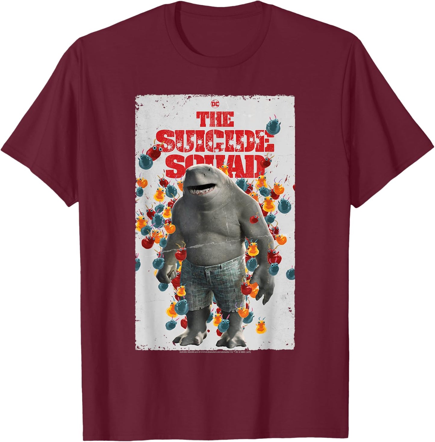 The Suicide Squad King Shark Poster T-Shirt - T-Shirt | Maroon