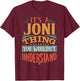 Joni Name Gifts By Vnz Women's Black Classic Fit Modern Short Sleeve T-Shirt - T-Shirt | Maroon