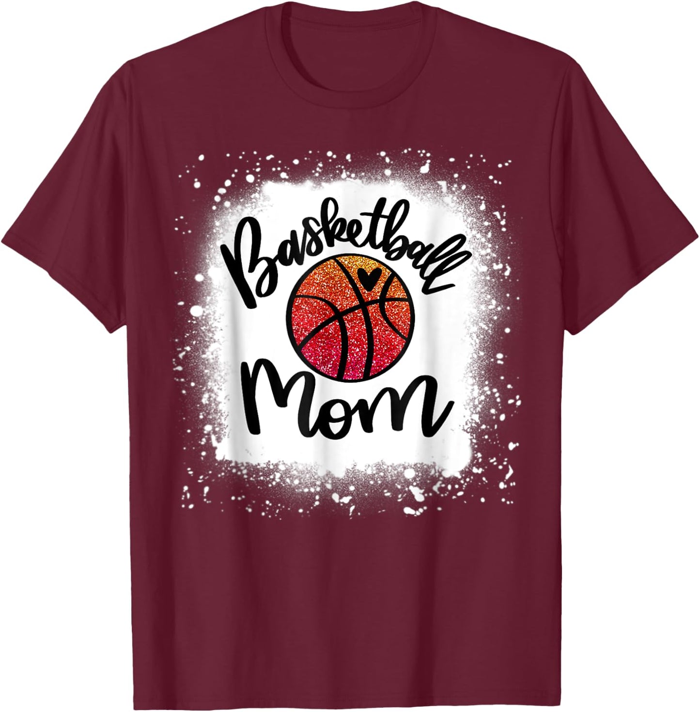 Leopard Bleached Basketball Mom Game Day Gift T-Shirt - T-Shirt | Maroon