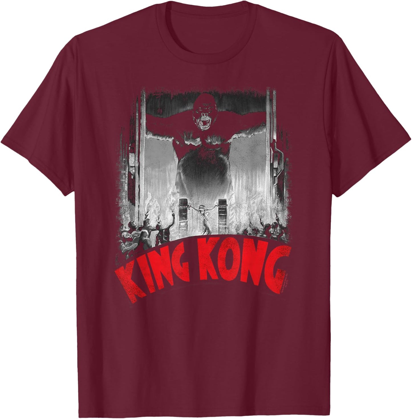 King Kong at The Gates Poster T-Shirt - T-Shirt | Maroon