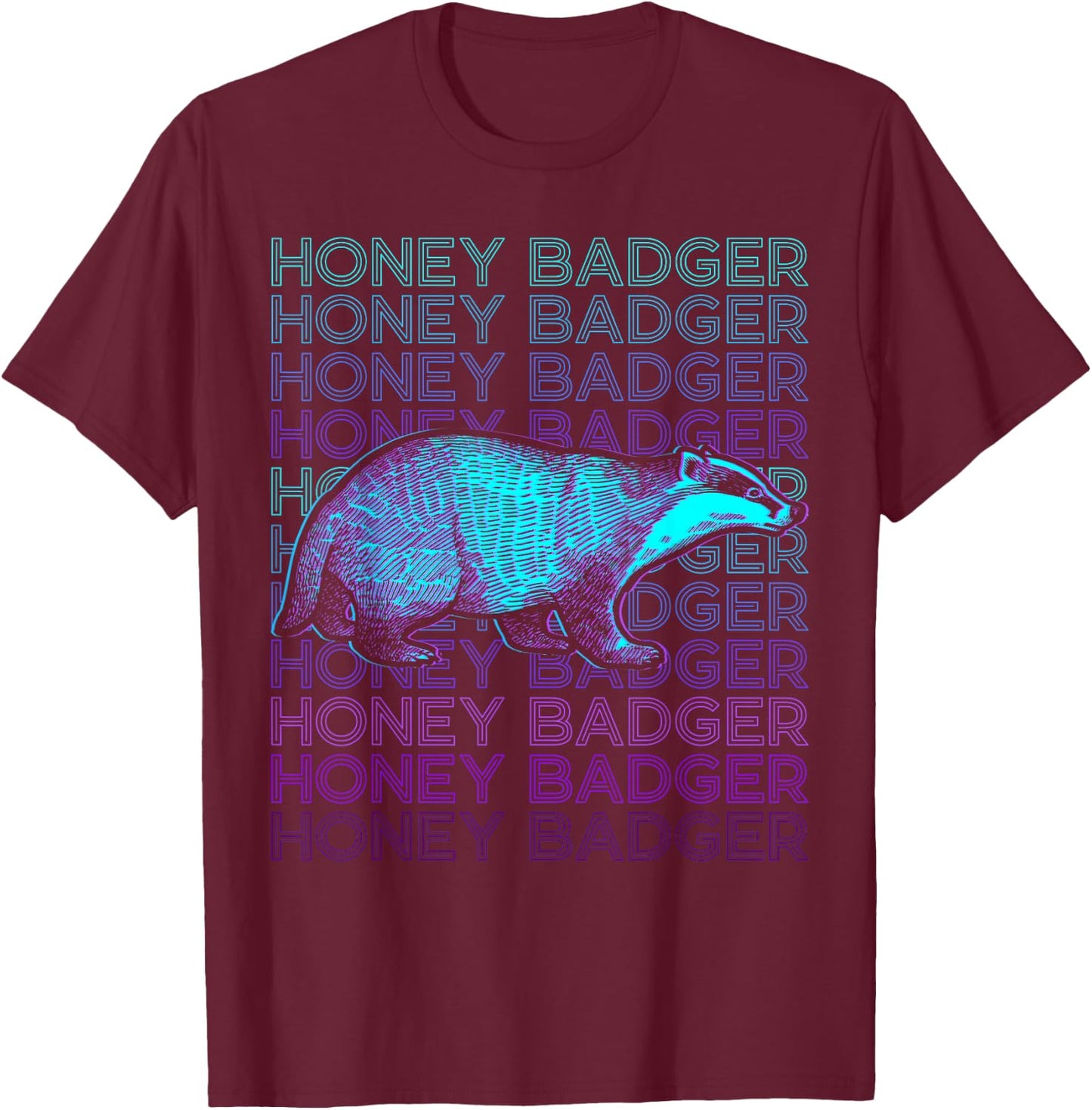 Honey Badger Retro T-Shirt - T-Shirt | Maroon