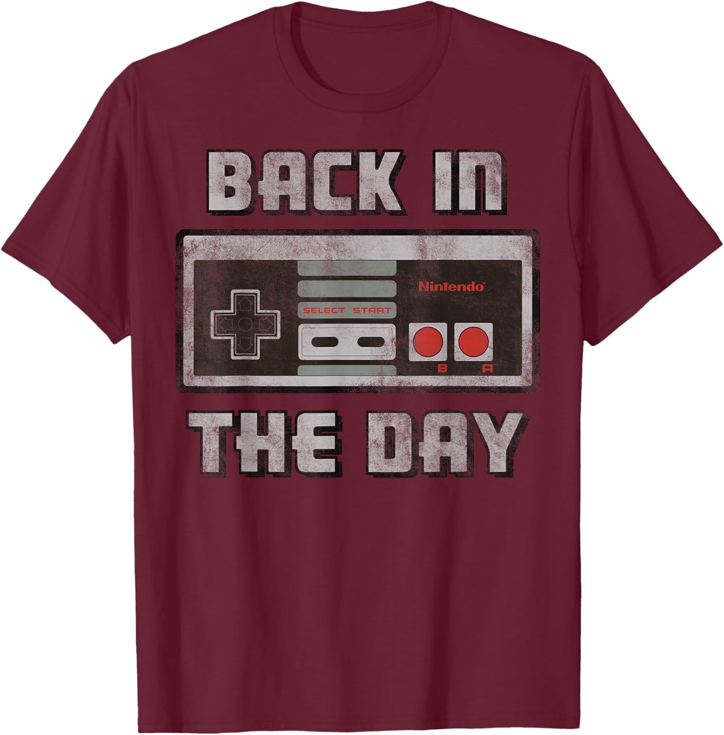 Nintendo NES Controller in The Day Vintage Graphic Small T-Shirt - T-Shirt | Maroon