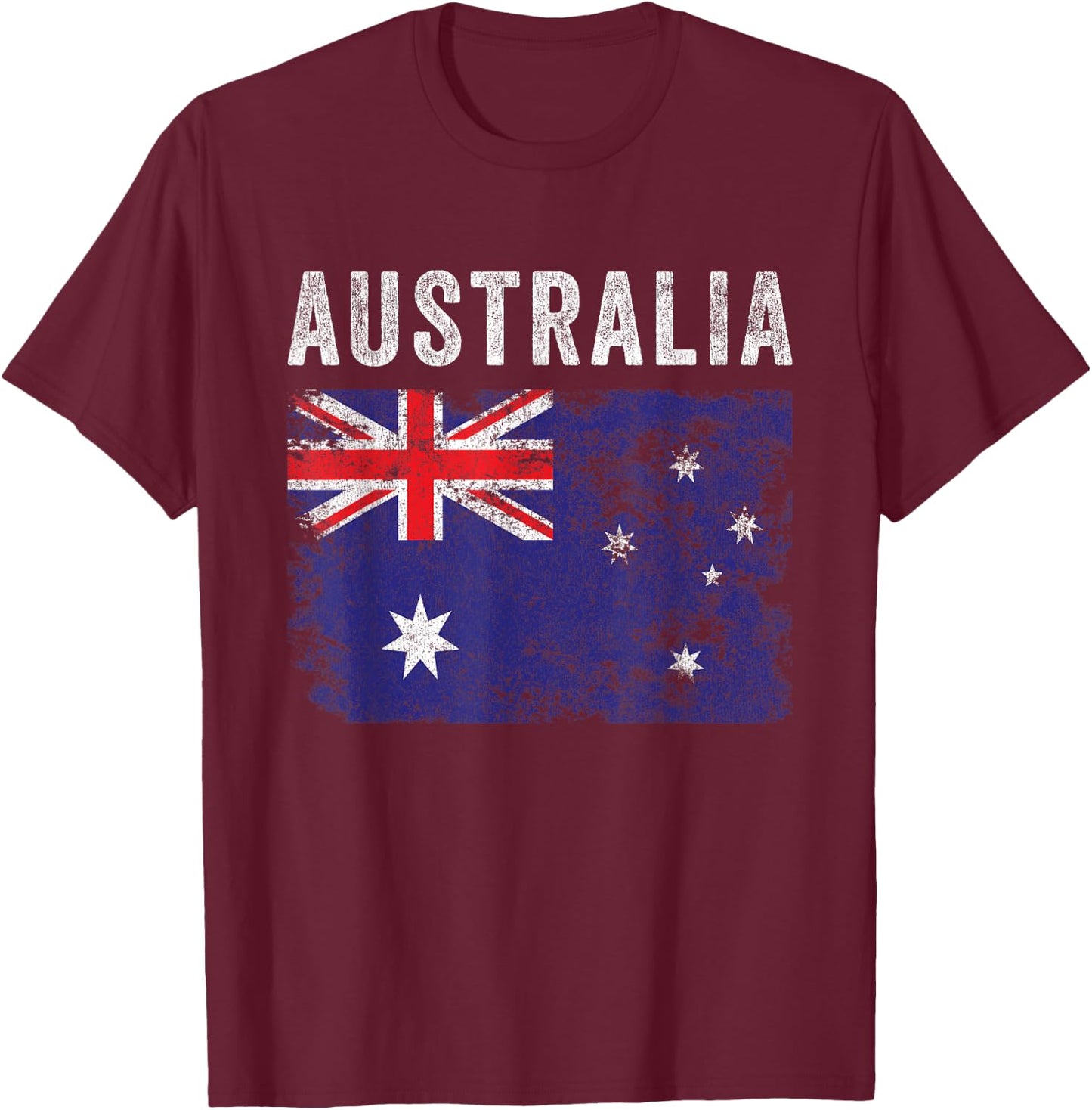 Australia Flag Distressed - Men Women Kids - Australian Flag T-Shirt - T-Shirt | Maroon
