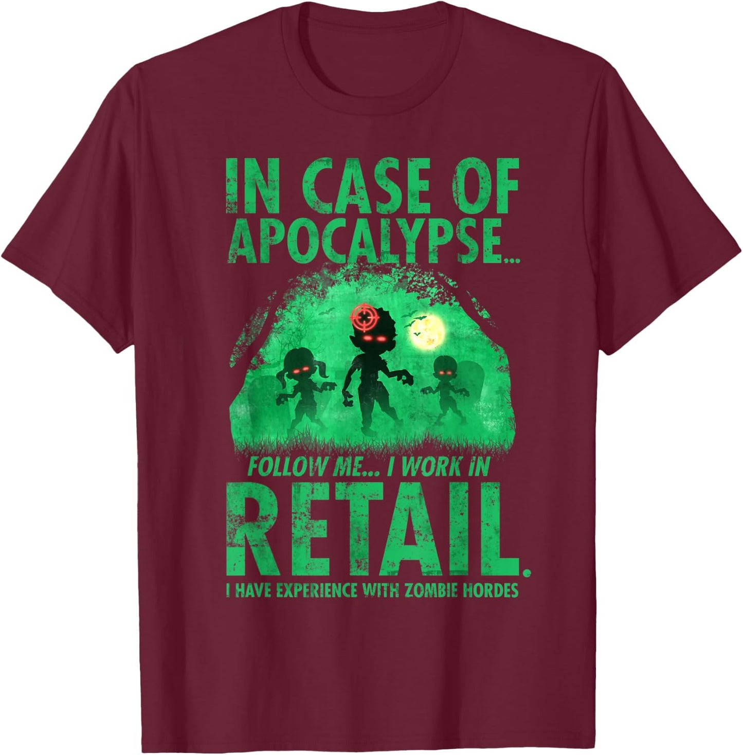 Retail Worker Funny Zombie Halloween T-Shirt - T-Shirt | Maroon