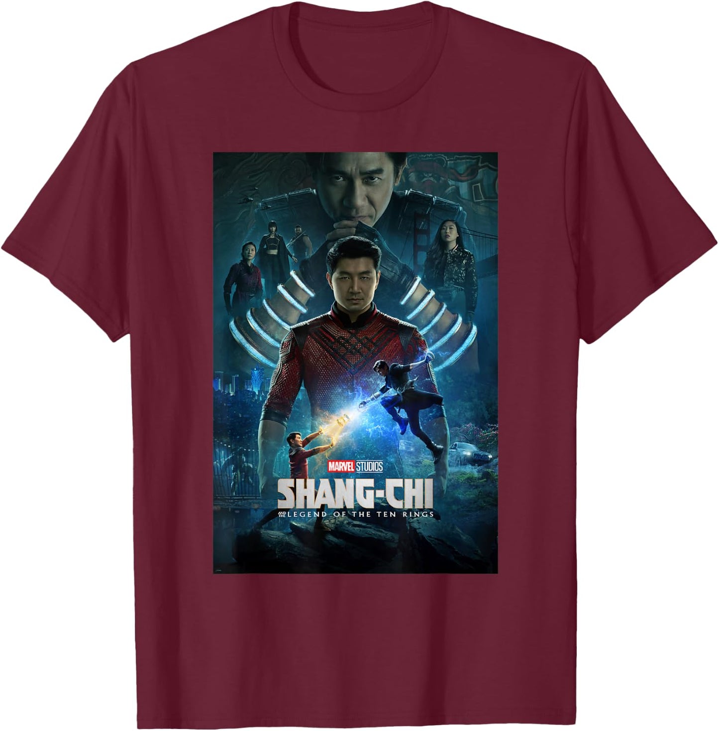 Marvel Shang-Chi Ten Rings Group Shot Poster T-Shirt - T-Shirt | Maroon