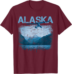 Alaska The Last Frontier With Float Plane T-Shirt - T-Shirt | Maroon
