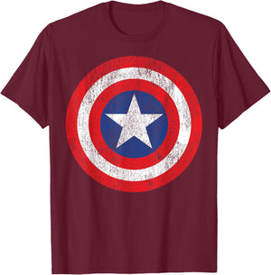 Marvel Captain America Shield Logo T-Shirt - T-Shirt | Maroon