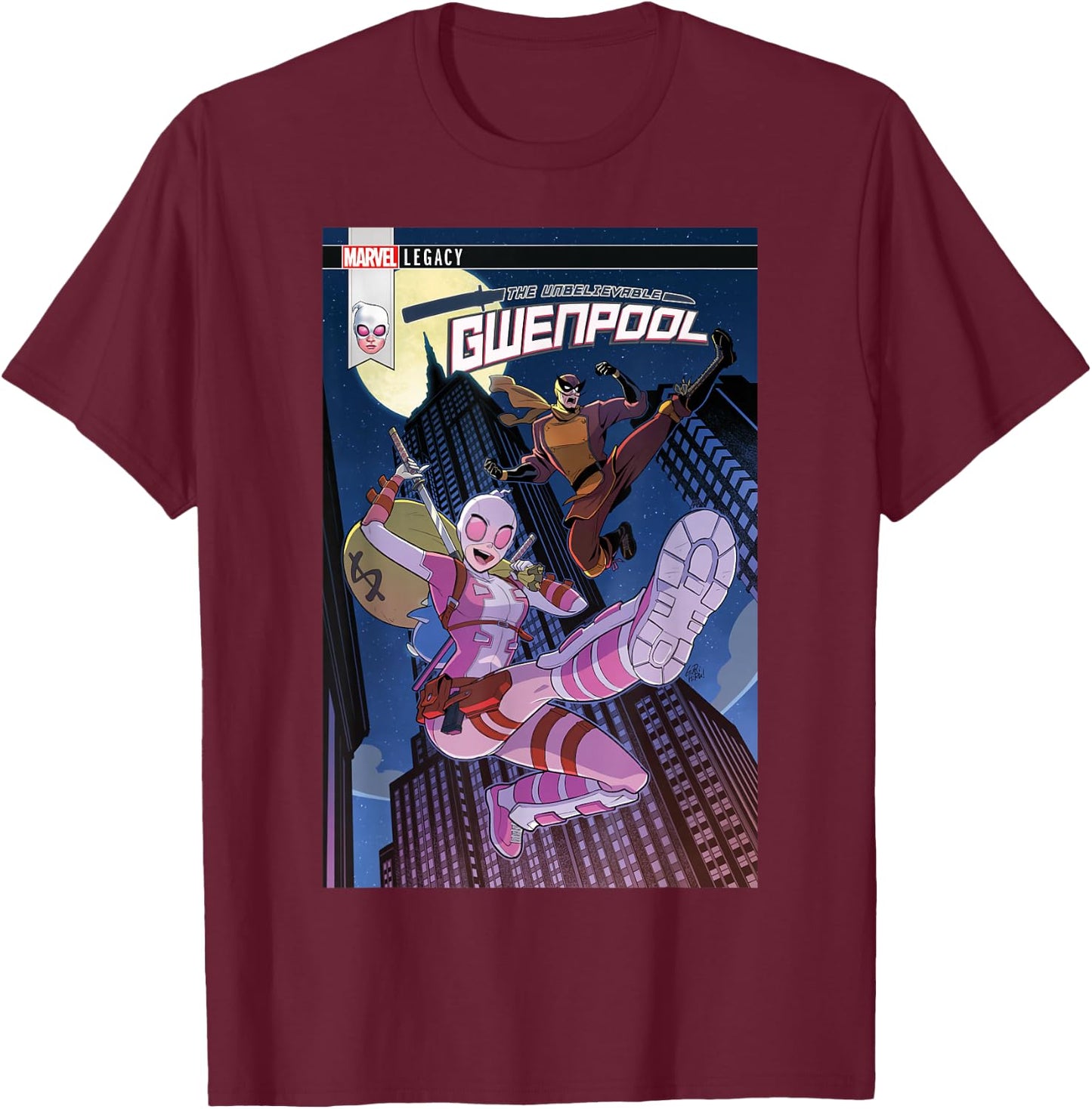 Marvel Unbelievable Gwenpool Batroc The Leaper Comic T-Shirt - T-Shirt | Maroon