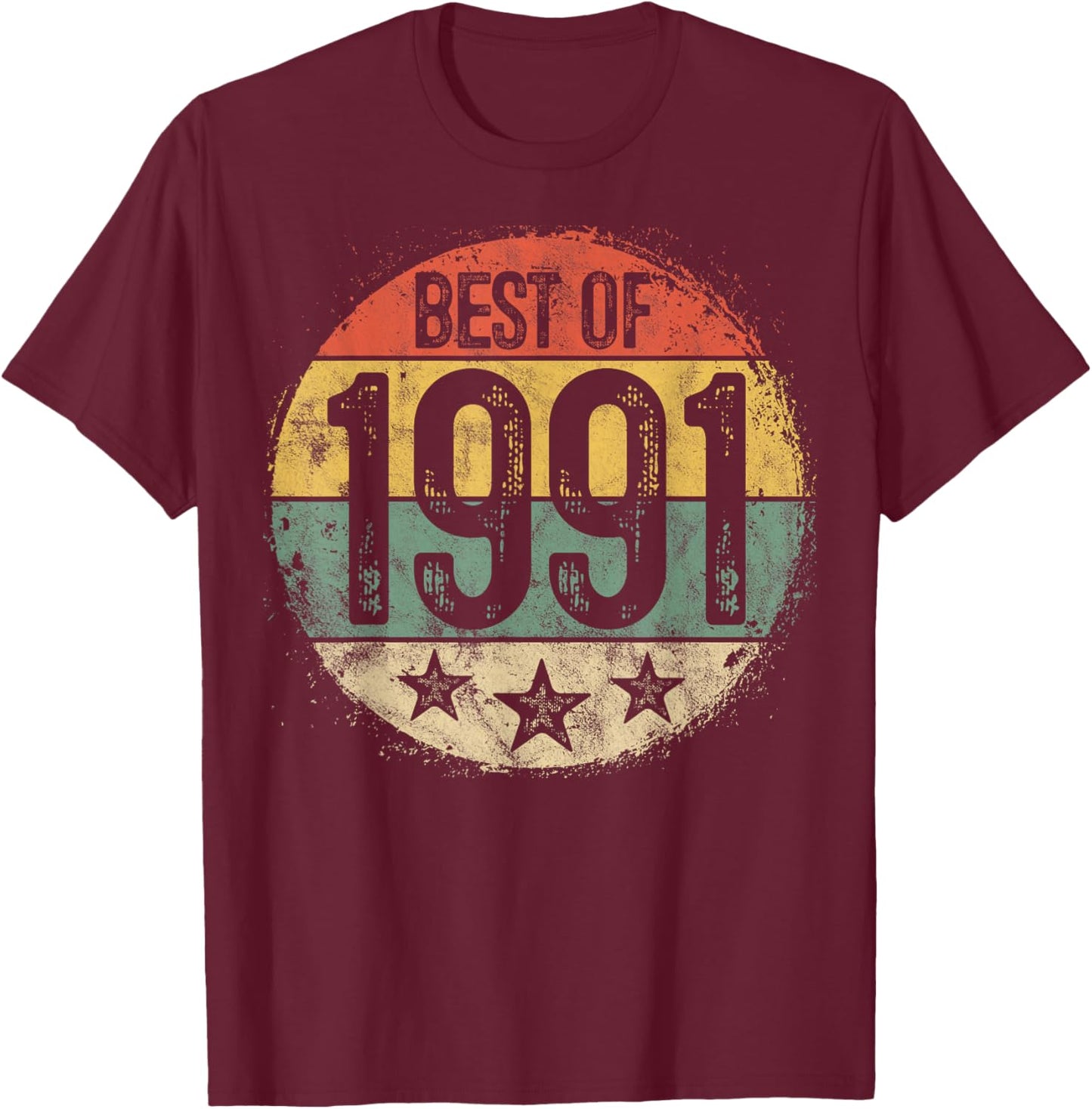 Best Of 1991 34th Birthday Gifts Women 34 Year Old T-Shirt - T-Shirt | Maroon