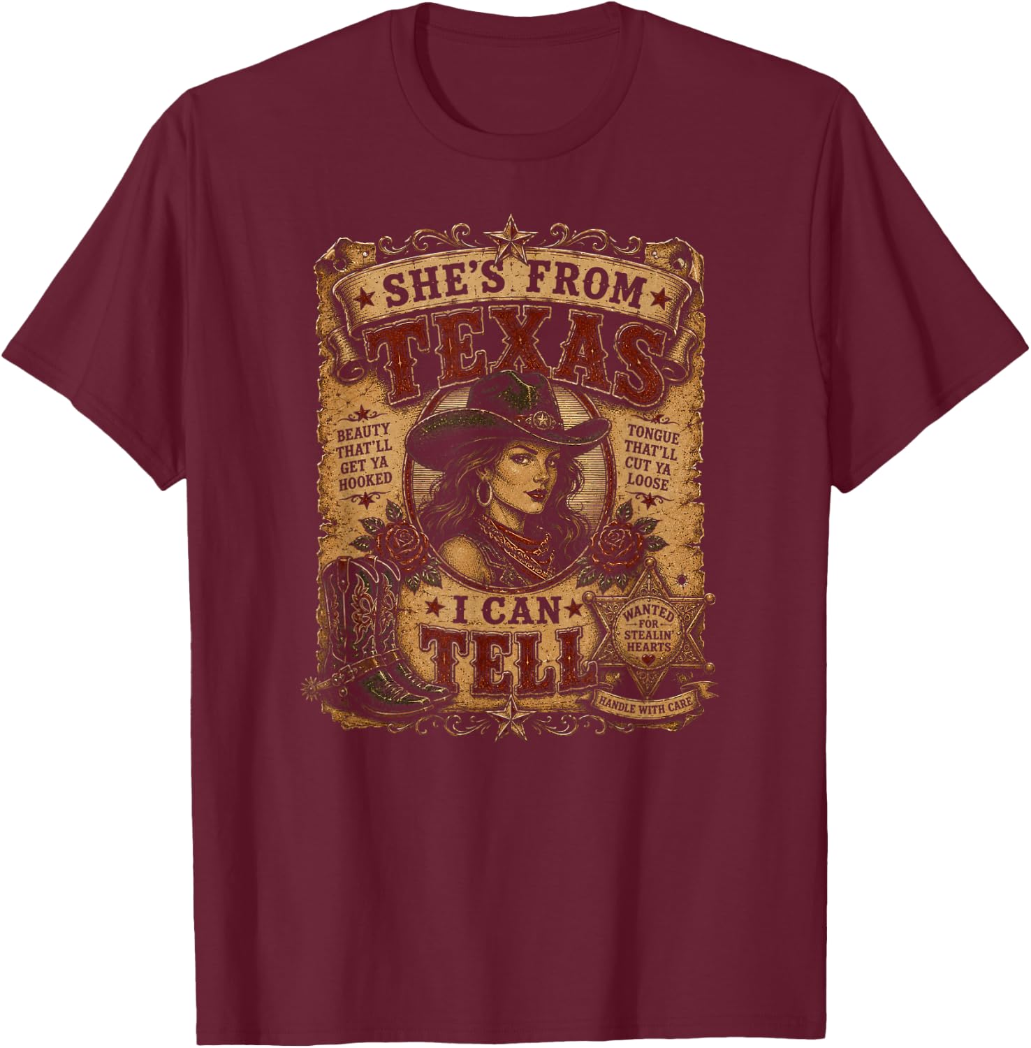 She's from Texas I Can Tell T-Shirt - T-Shirt | Maroon
