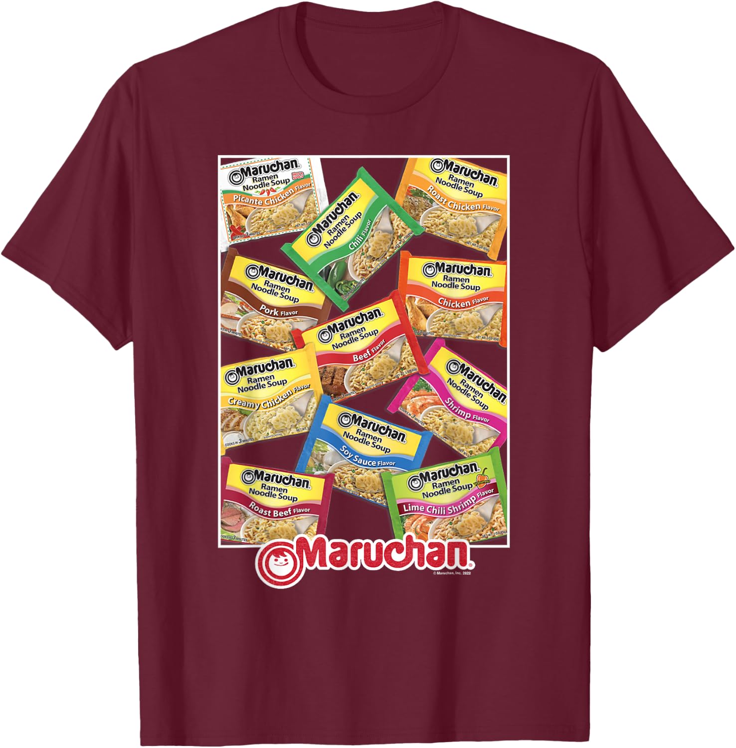 Maruchan Ramen Noodle Flavor Profiles Poster T-Shirt - T-Shirt | Maroon