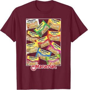 Maruchan Ramen Noodle Flavor Profiles Poster T-Shirt - T-Shirt | Maroon