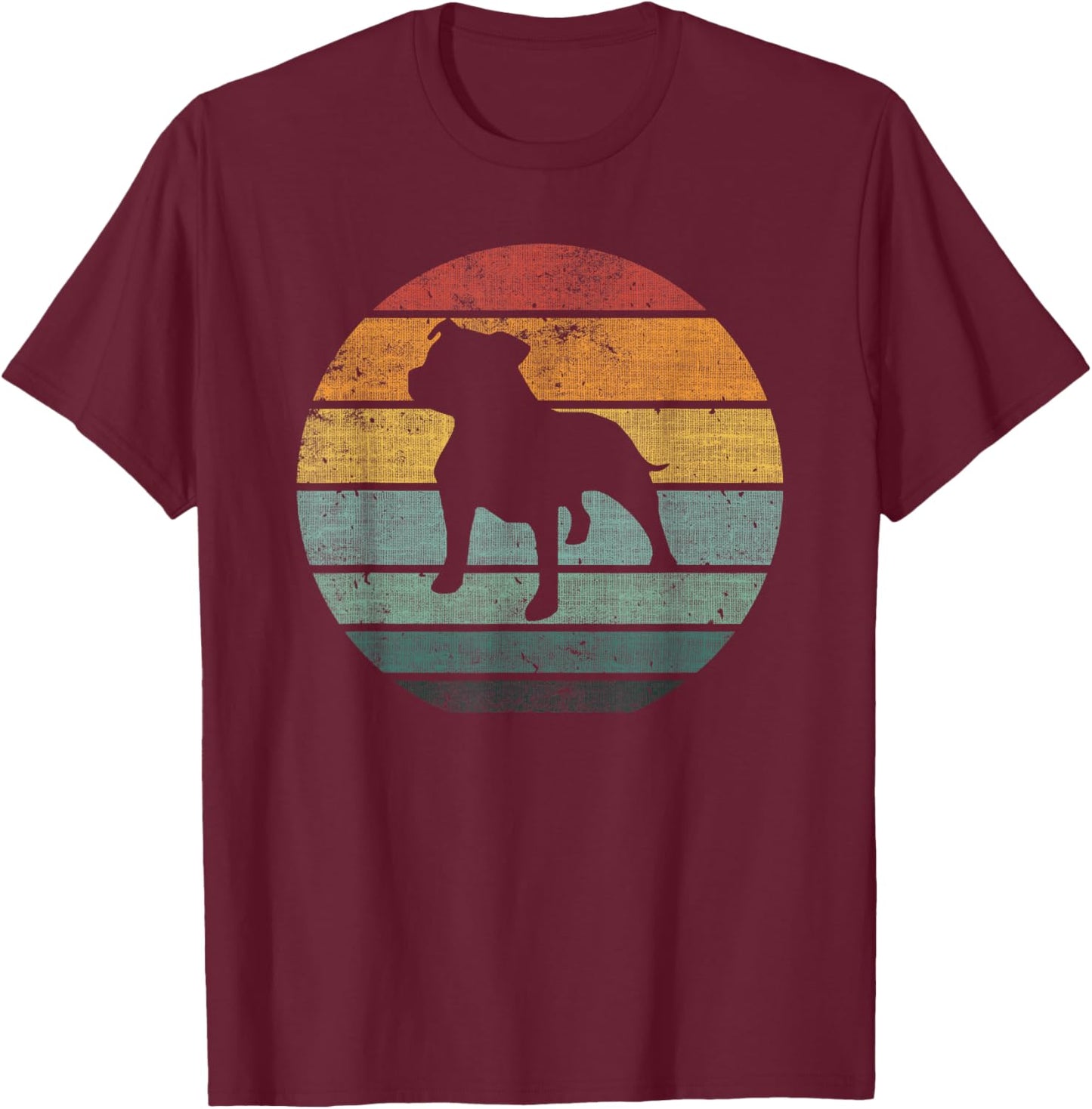 Staffordshire Bull Terrier Staffy Dog Breed Retro Vintage T-Shirt - T-Shirt | Maroon