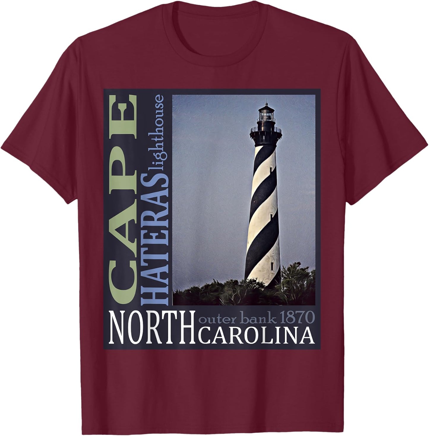 Cape Hatteras Lighthouse Outerbanks North Carolina 1870 Des T-Shirt - T-Shirt | Maroon