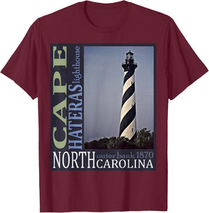 Cape Hatteras Lighthouse Outerbanks North Carolina 1870 Des T-Shirt - T-Shirt | Maroon