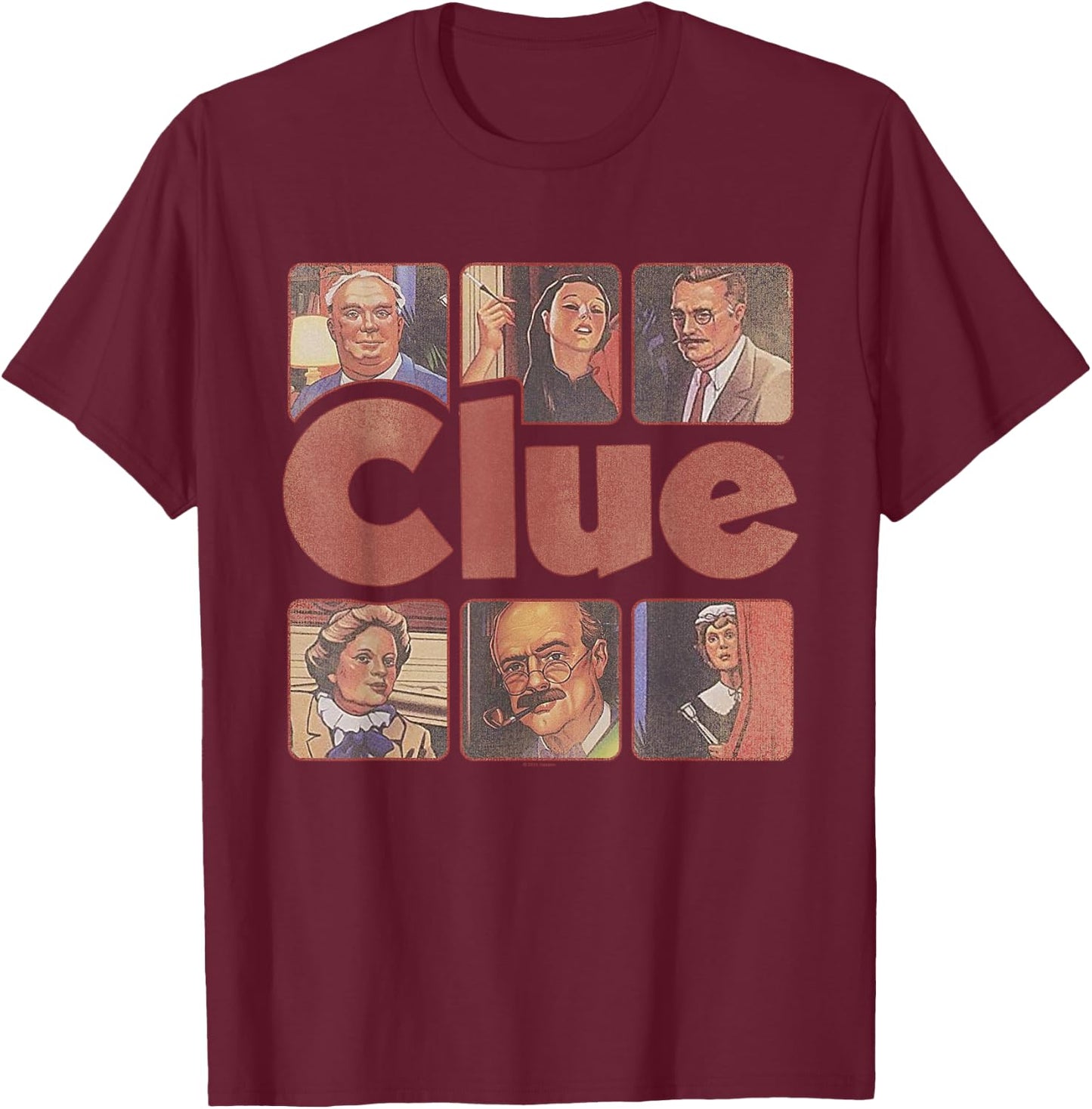 Clue Characters from 1986 T-Shirt - T-Shirt | Maroon