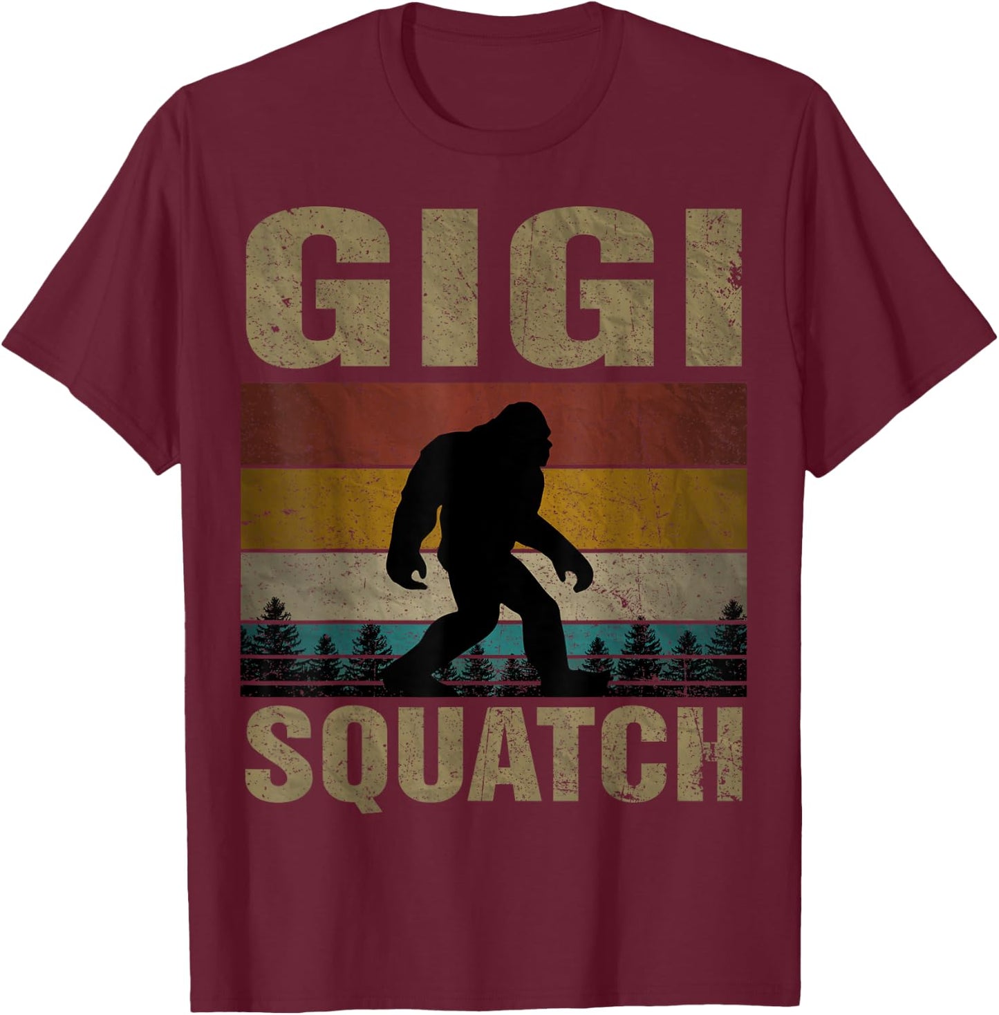 Gigi Squatch Bigfoot Gigi Sasquatch Yeti Family Matching T-Shirt - T-Shirt | Maroon