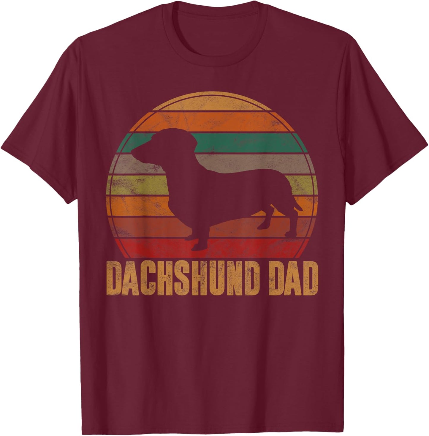 Retro Dachshund Dad Gift Doxie Daddy Dog Owner Pet Father T-Shirt - T-Shirt | Maroon