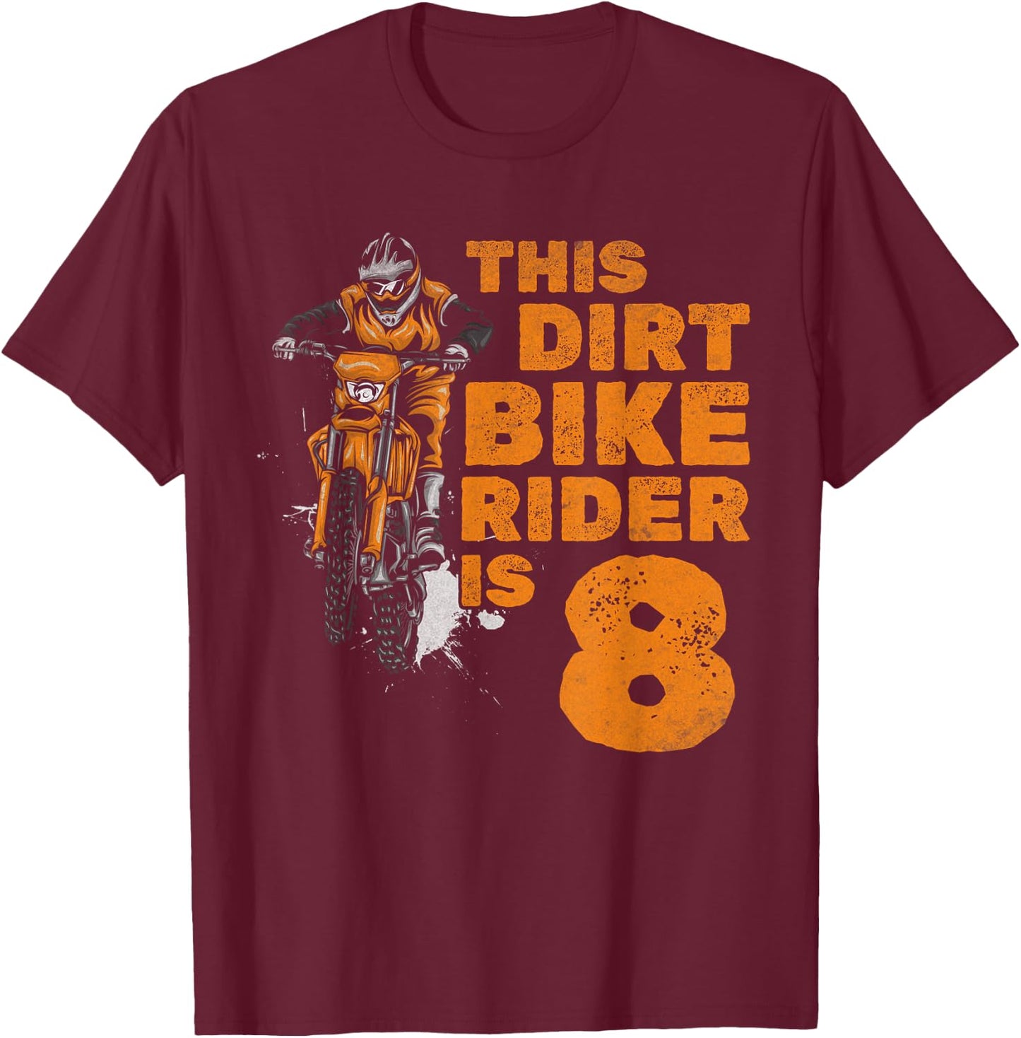 This Little Dirt Bike Rider Is 8th Birthday Boy Motocross T-Shirt - T-Shirt | Maroon