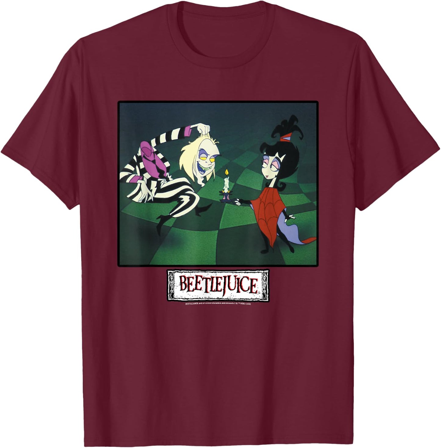 Beetlejuice and Lydia Main Show Image T-Shirt - T-Shirt | Maroon