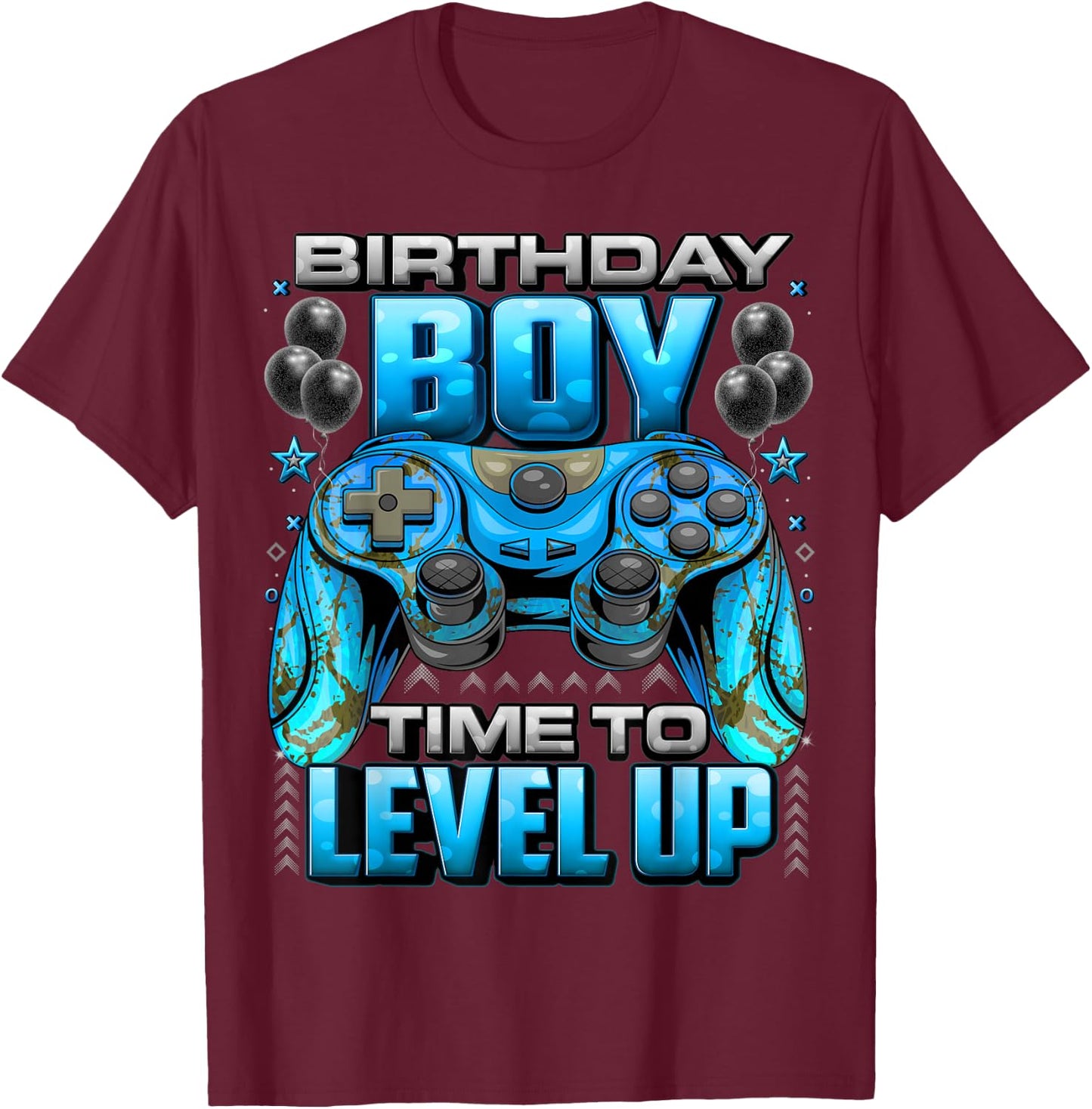 Birthday Boy Time to Level Up Shirt Video Gamer Birthday Boy T-Shirt - T-Shirt | Maroon