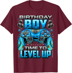 Birthday Boy Time to Level Up Shirt Video Gamer Birthday Boy T-Shirt - T-Shirt | Maroon
