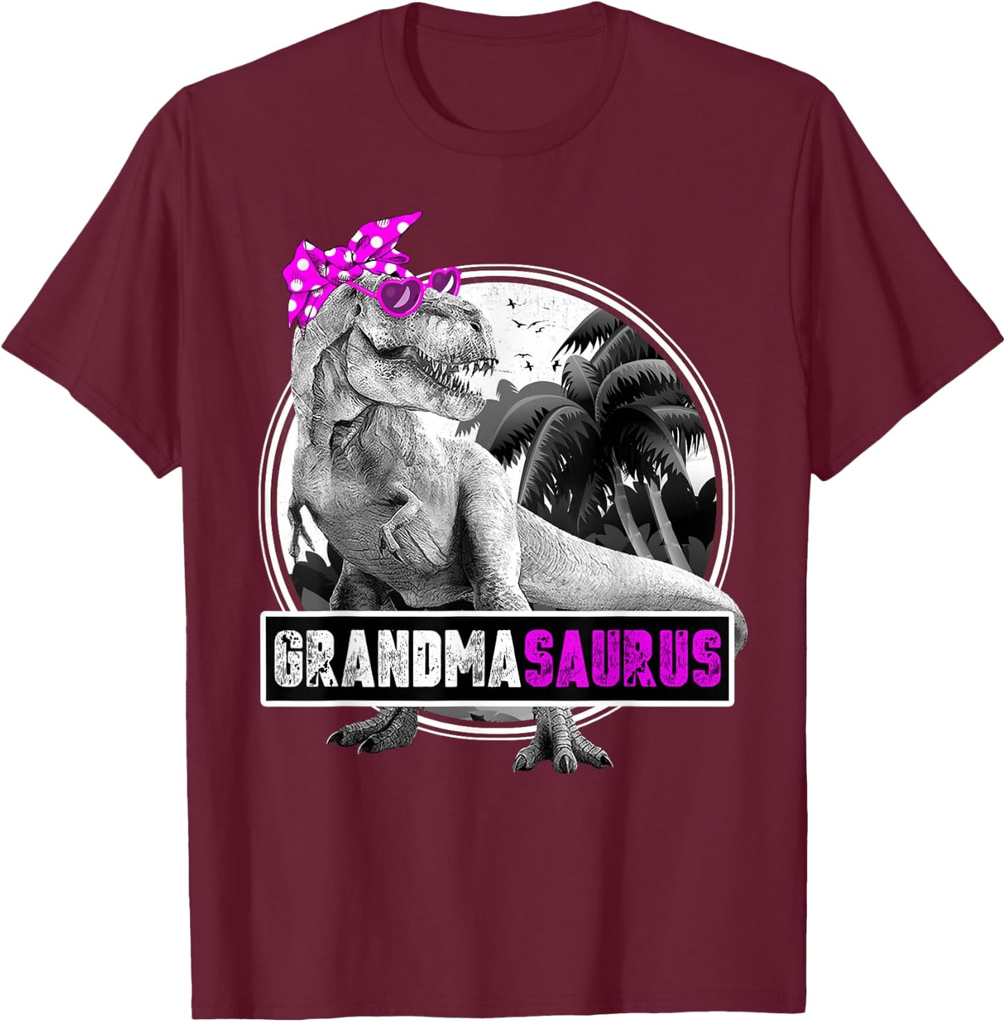 Grandmasaurus Grandma Dinosaur - Grandmother Dinosaur T-Shirt - T-Shirt | Maroon