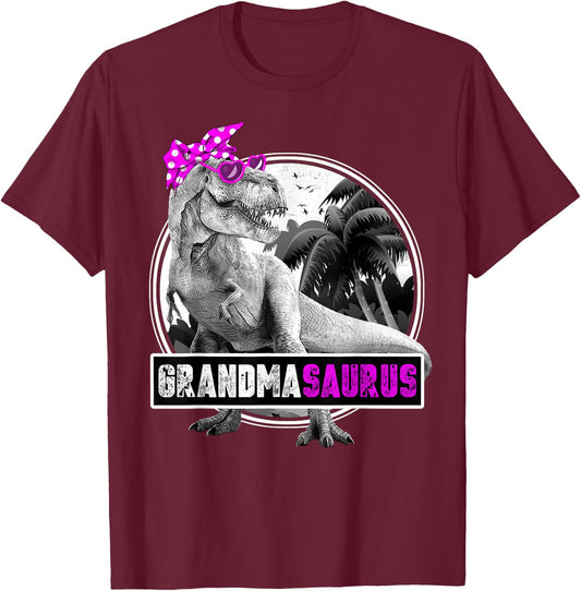 Grandmasaurus Grandma Dinosaur - Grandmother Dinosaur T-Shirt - T-Shirt | Maroon