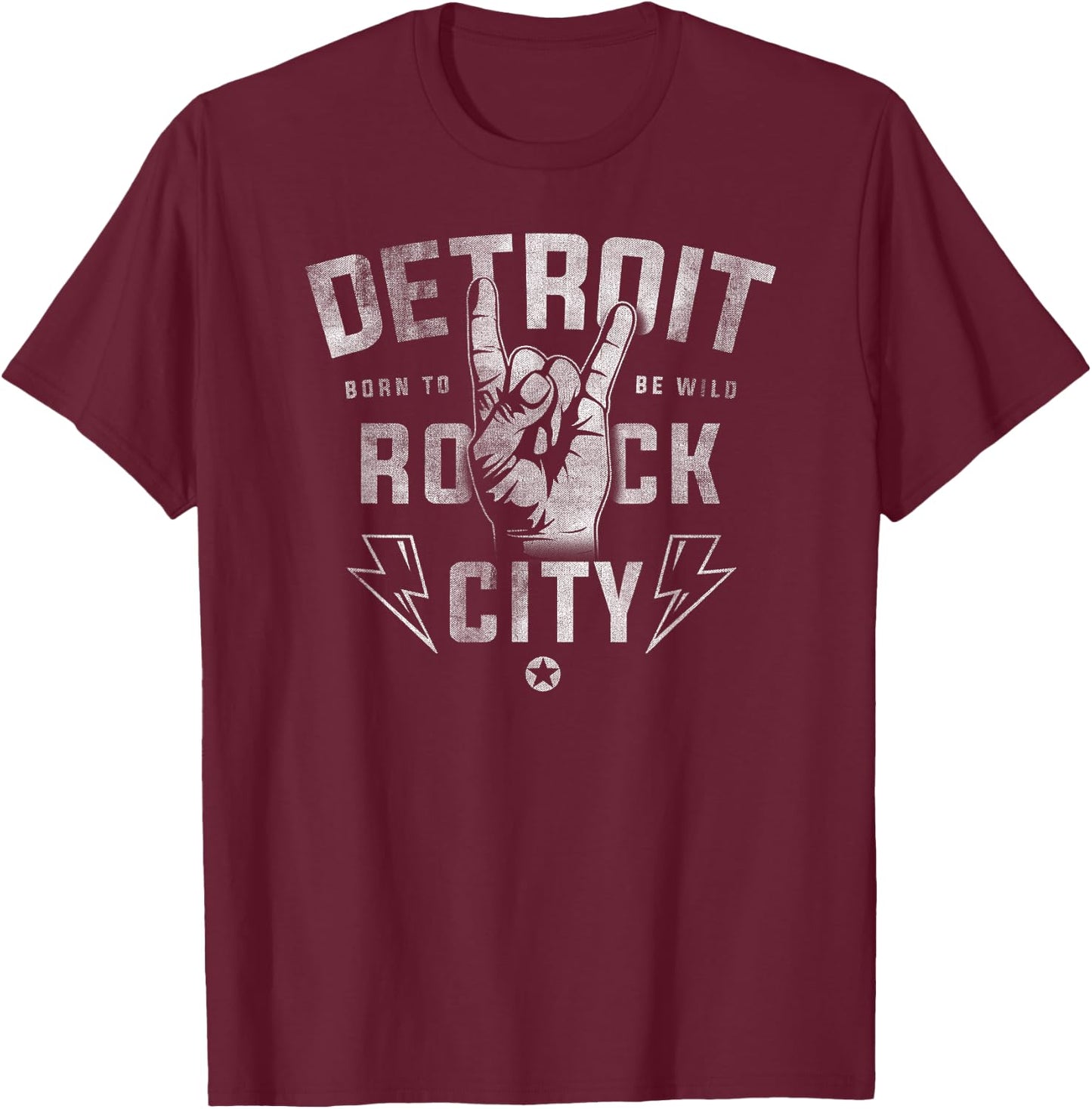 Detroit Rock City Black Vintage T-Shirt - T-Shirt | Maroon