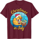 Christmas In July Santa Duck Xmas Summer Hawaiian Pool Party T-Shirt - T-Shirt | Maroon
