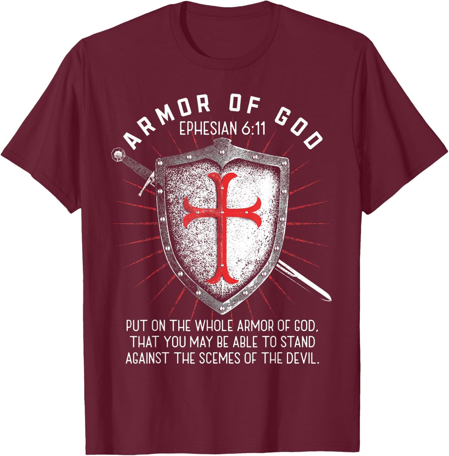 Armor Of God Ephesians 6:17 Bible Verse T Christian T-Shirt - T-Shirt | Maroon