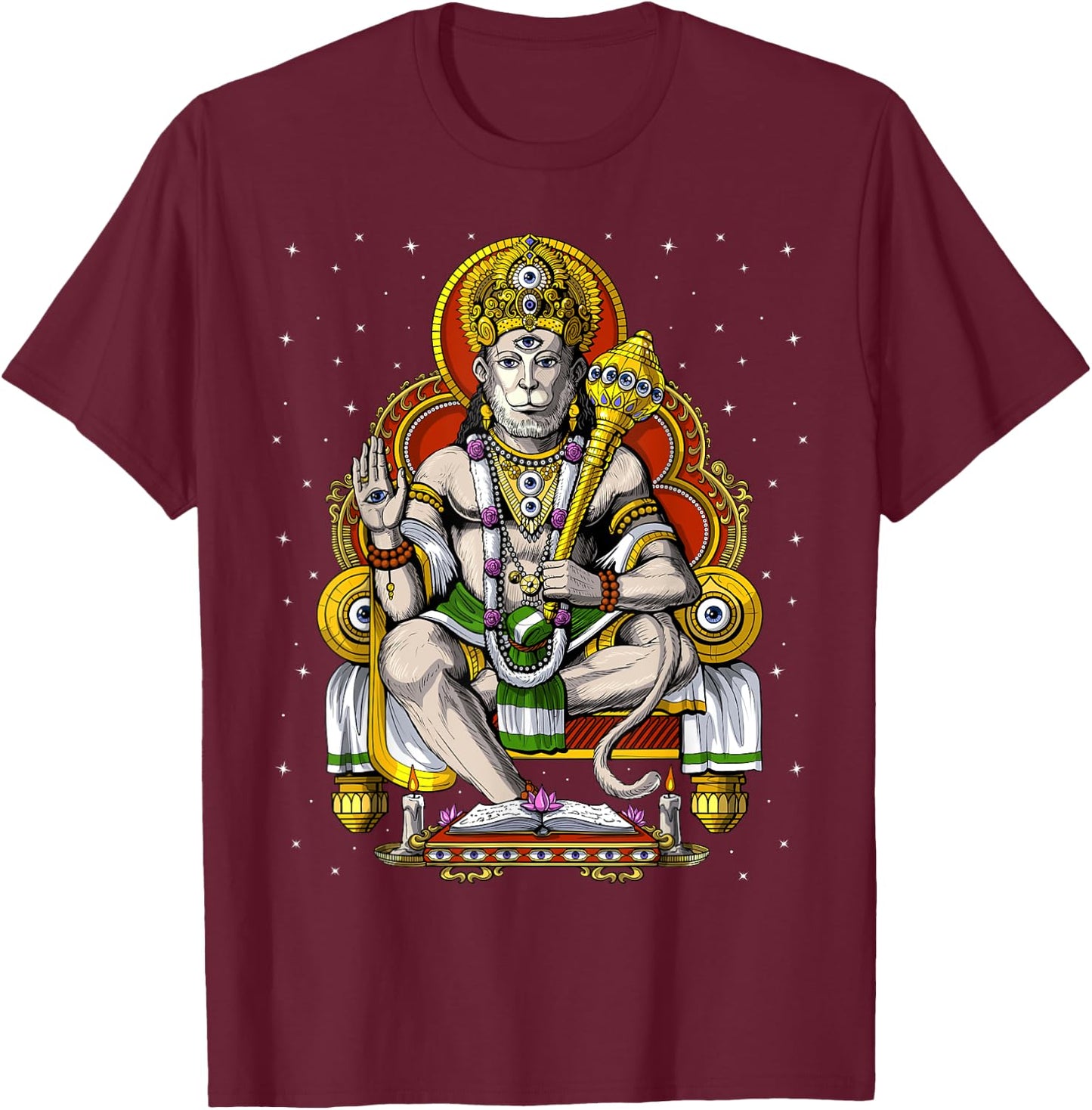 Hanuman Hindu God Hinduism Monkey Jainism Buddhism Spiritual T-Shirt - T-Shirt | Maroon