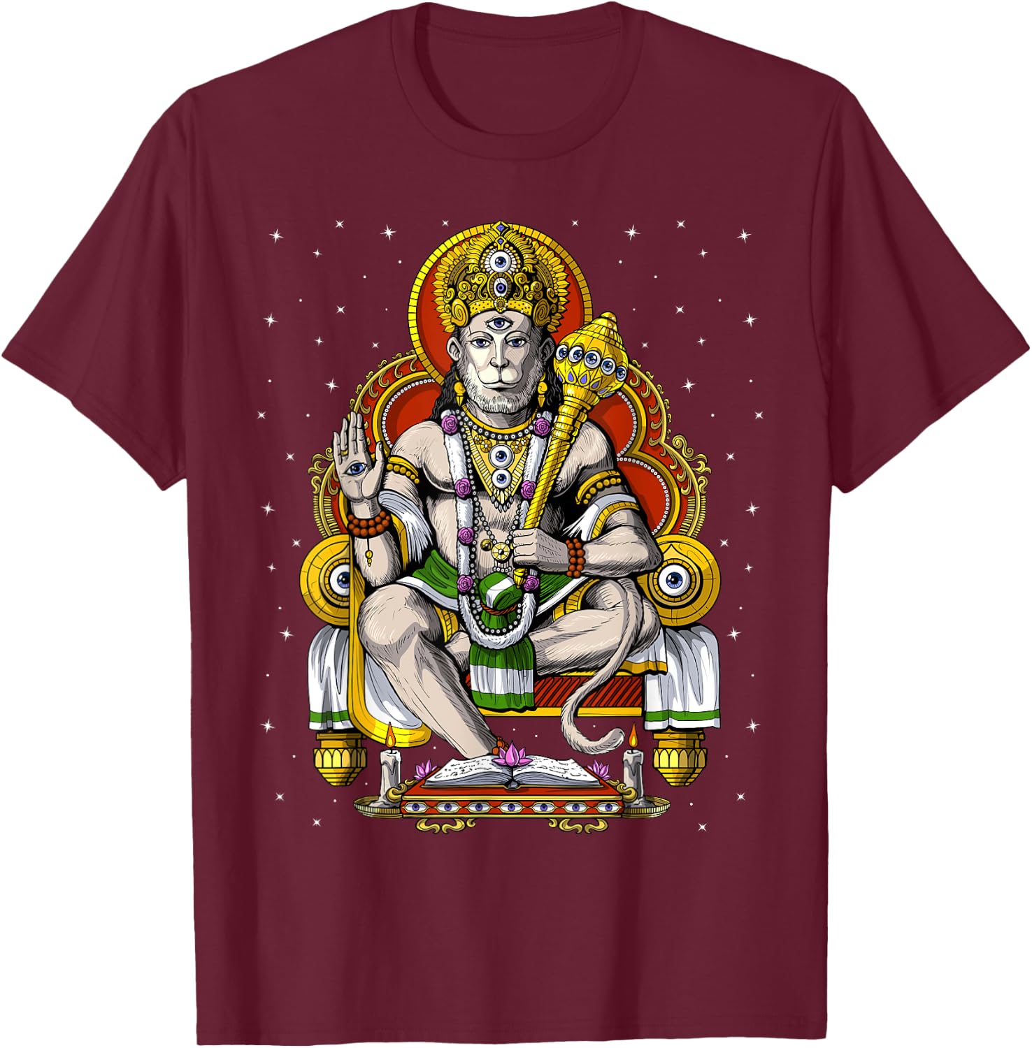 Hanuman Hindu God Hinduism Monkey Jainism Buddhism Spiritual T-Shirt - T-Shirt | Maroon