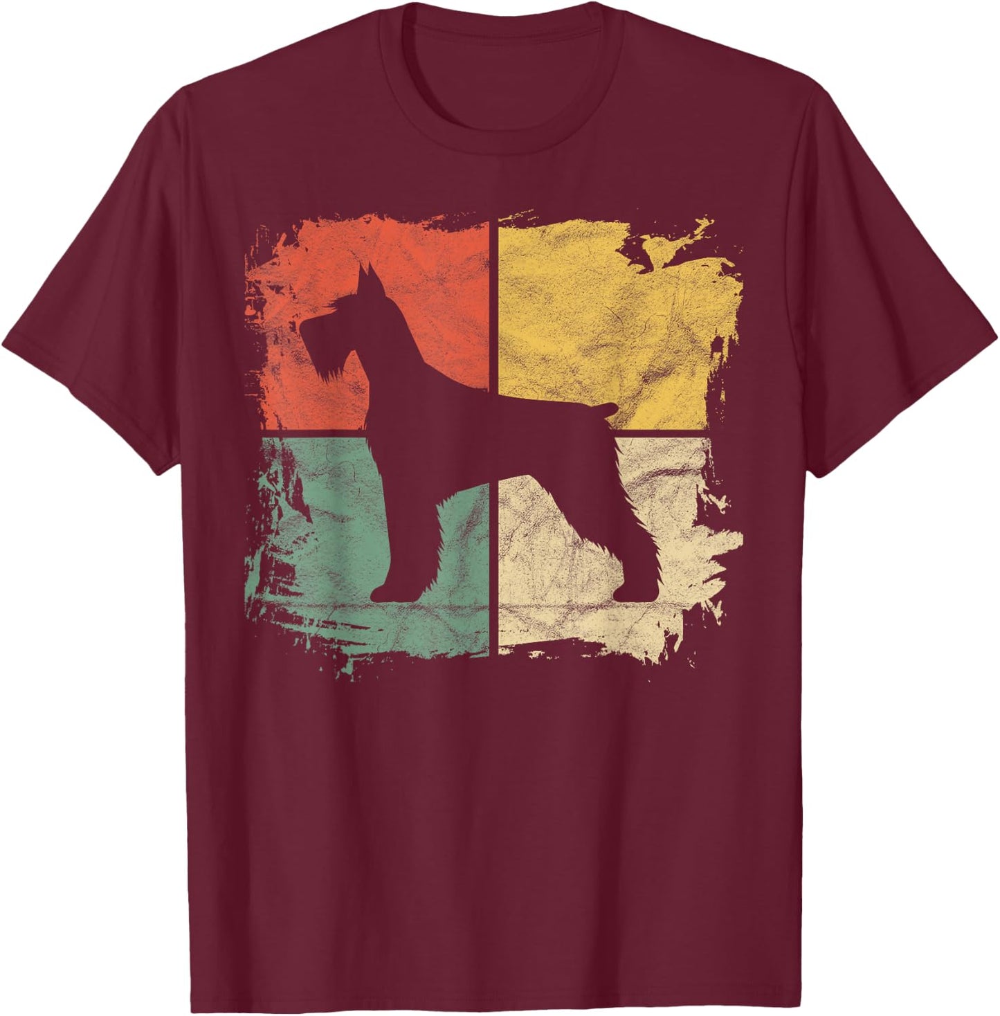 Square Retro Schnauzer Owner Gift Standard Giant Dog Dad Mom T-Shirt - T-Shirt | Maroon
