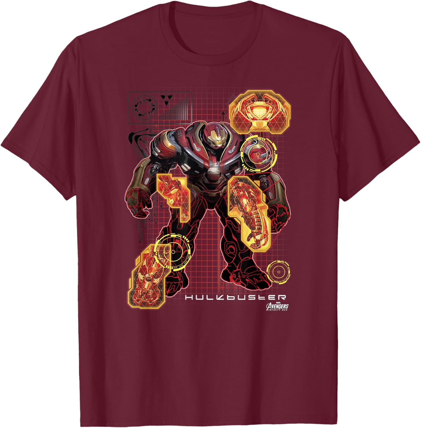 Marvel Infinity War The Hulkbuster Digital Schematic T-Shirt - T-Shirt | Maroon