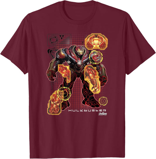 Marvel Infinity War The Hulkbuster Digital Schematic T-Shirt - T-Shirt | Maroon