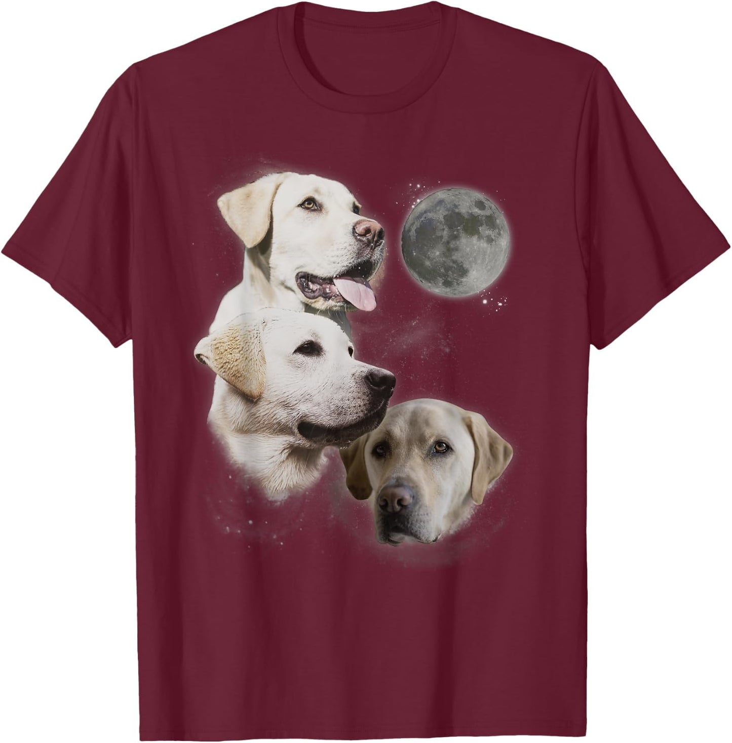 Howling at the Moon Shirt - Funny Yellow Labrador Retriever T-Shirt - T-Shirt | Maroon