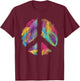 Peace Sign Colorful Feathers Hippie Peace Symbol Retro T-Shirt - T-Shirt | Maroon