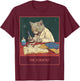 The cat laboratory science, fun white lab coat cat T-Shirt - T-Shirt | Maroon