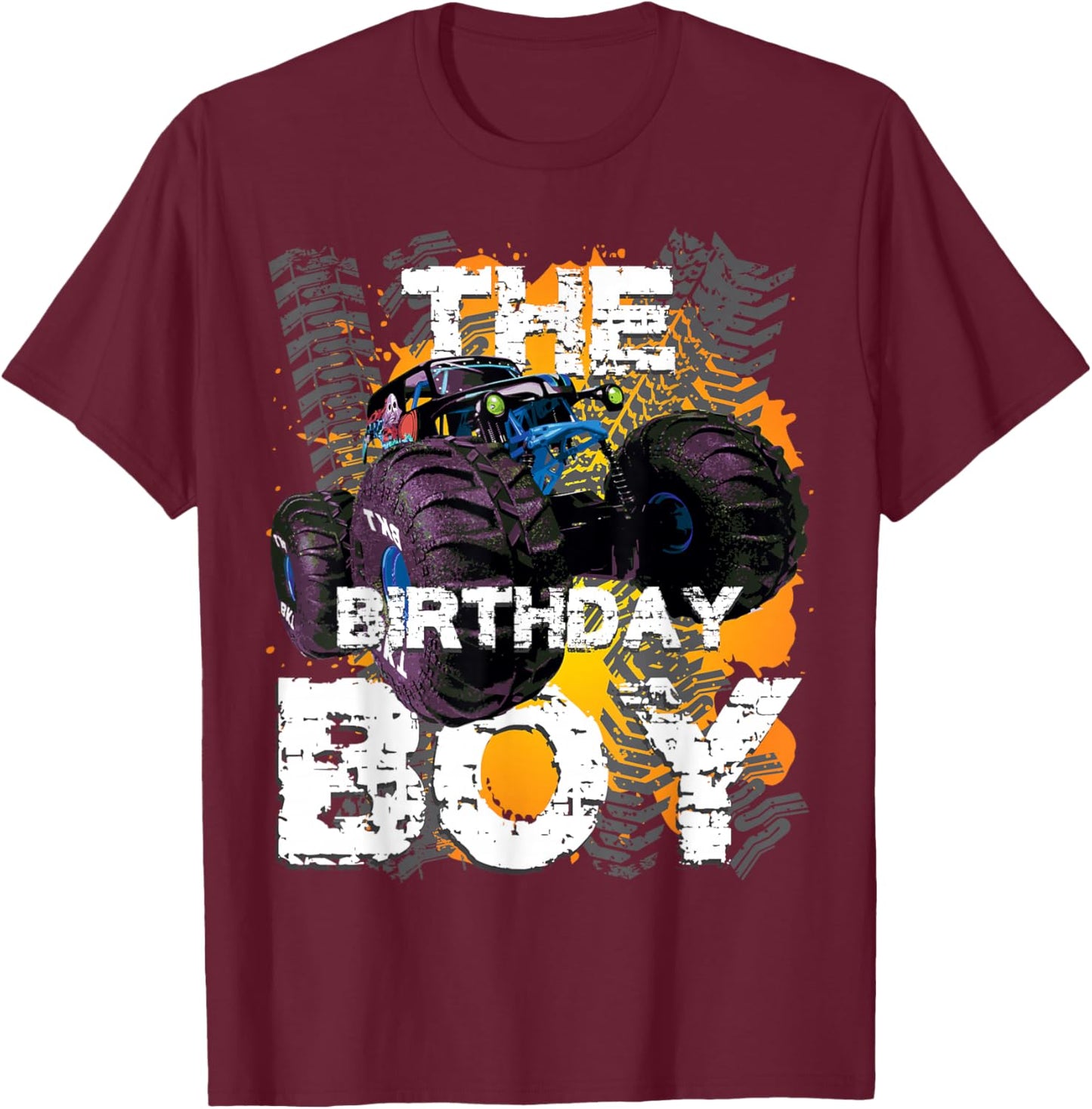The Birthday Boy Monster Truck Matching Family Party T-Shirt - T-Shirt | Maroon
