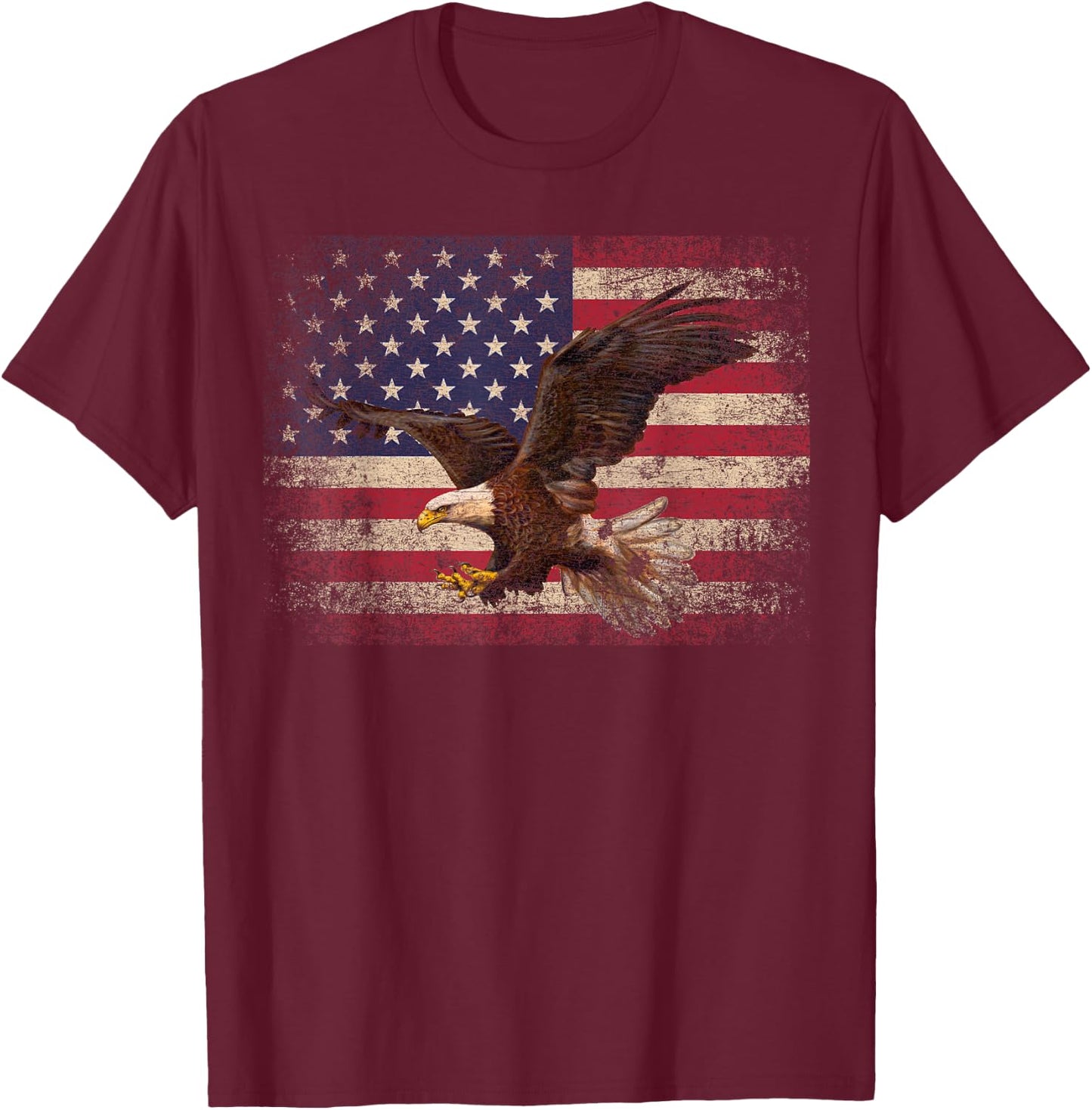 Bald Eagle 4th of July American Flag Country T-Shirt - T-Shirt | Maroon