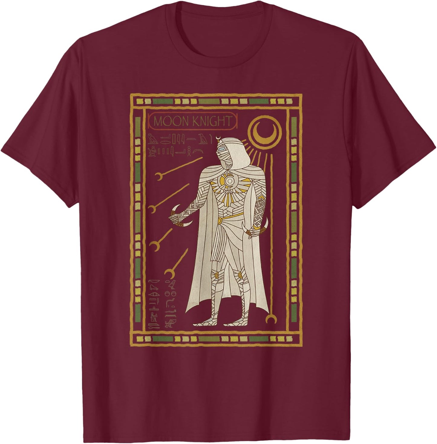 Marvel Moon Knight Tarot Card Hieroglyph Poster T-Shirt - T-Shirt | Maroon