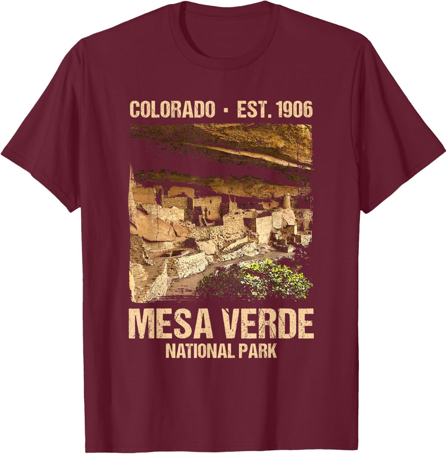 Mesa Verde US National Park Colorado Gift T-Shirt - T-Shirt | Maroon