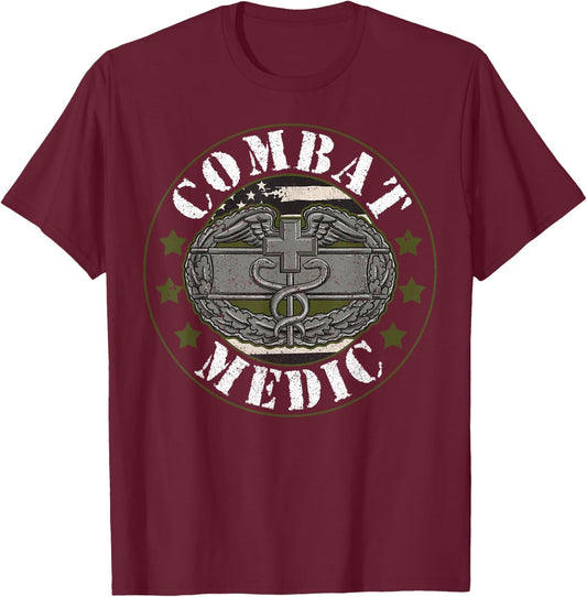 Combat Medic Veteran Proud Military Medical Personnel Doc T-Shirt - T-Shirt | Maroon