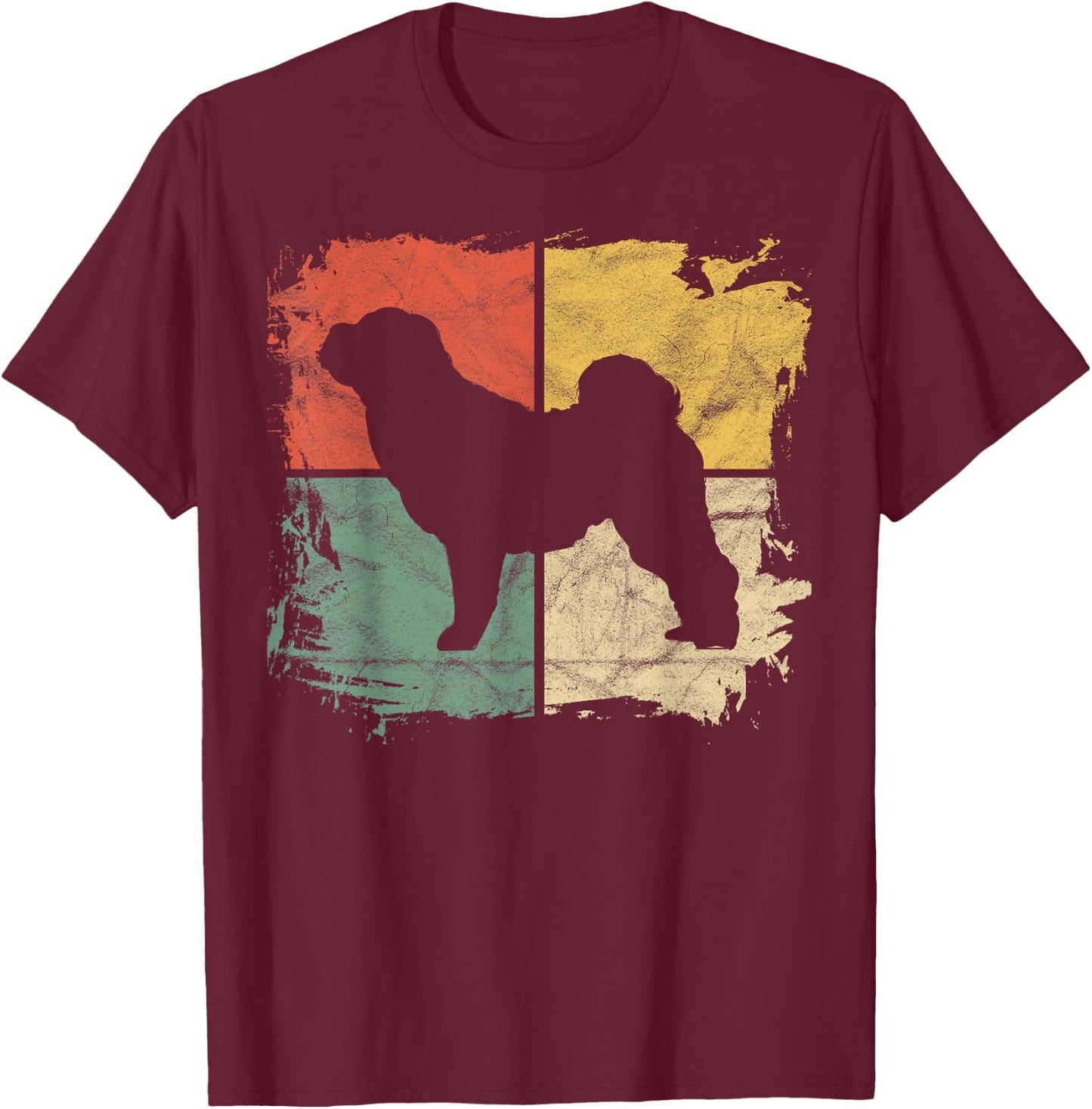Square Retro Shar-Pei Owner Gift Dog Sharpei Dad Pet Mom Men Women Kids T-Shirt - T-Shirt | Maroon