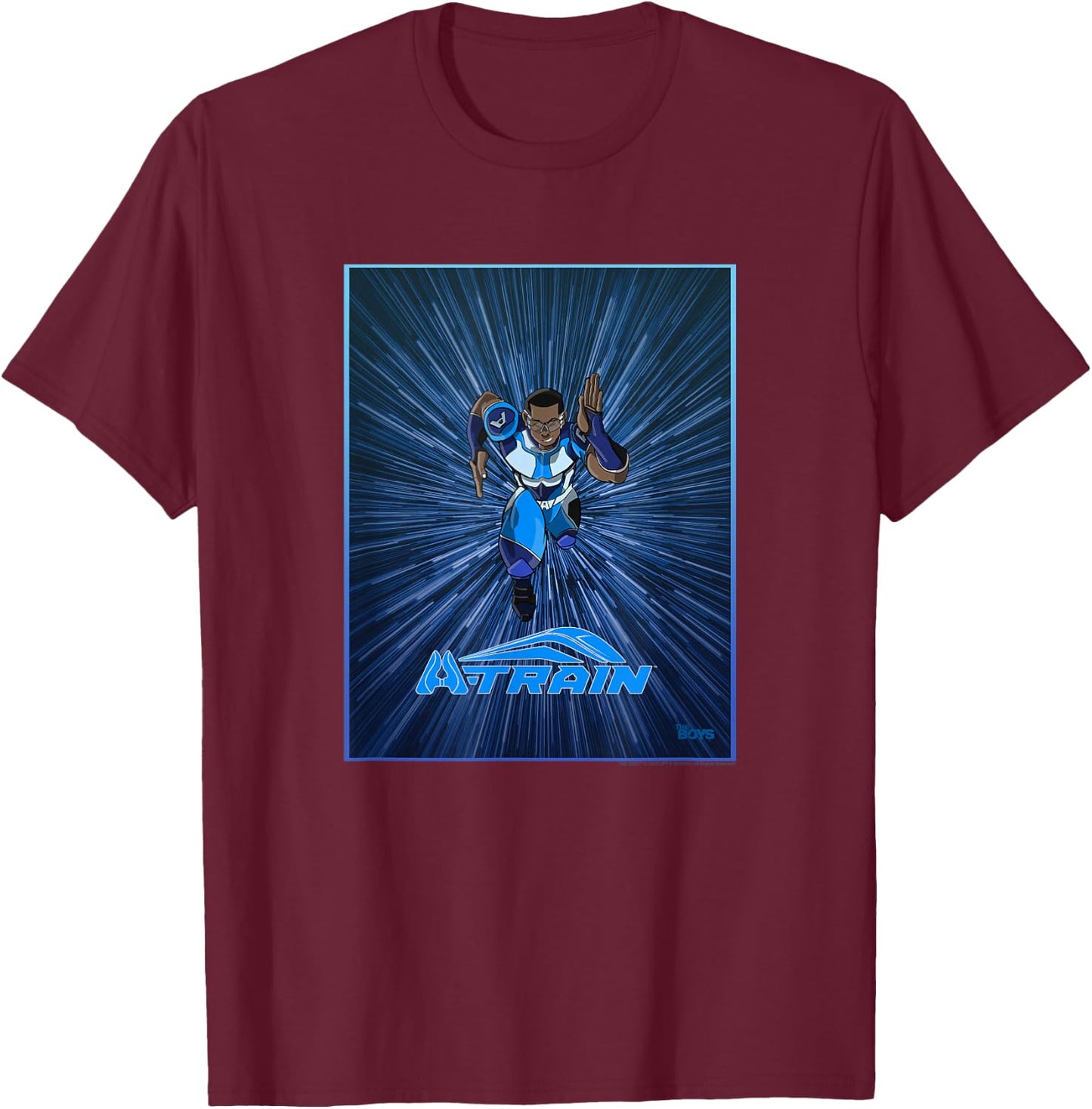 The Boys A-Train Illustration Superhero TV Show T-Shirt - T-Shirt | Maroon