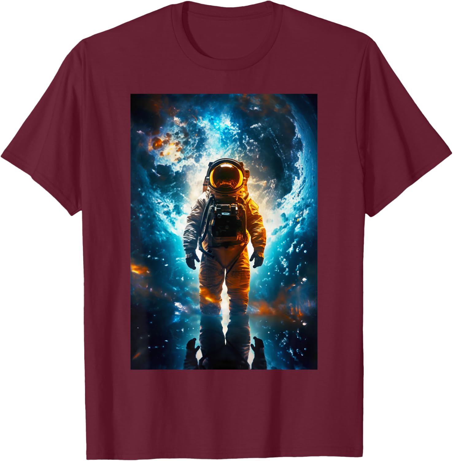 Interstellar Traveler Astronaut Earth Space Art for T-Shirt - T-Shirt | Maroon