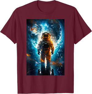 Interstellar Traveler Astronaut Earth Space Art for T-Shirt - T-Shirt | Maroon